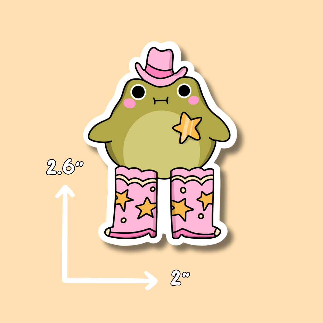 Cowboy Frog || Frog Sheriff Sticker || Knitting Frog Sticker || Waterproof || Vinyl Stickers ||