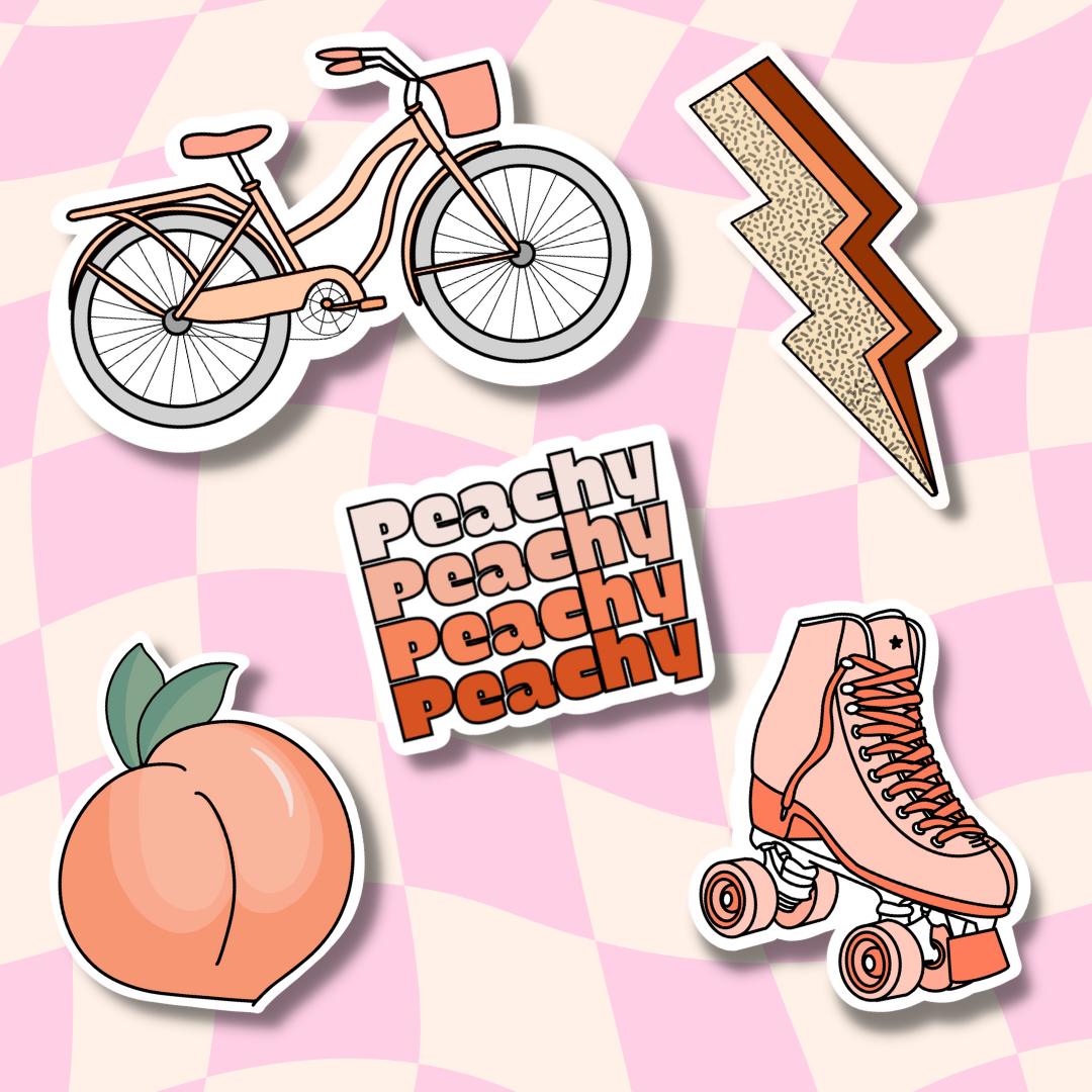 Peach Stickers || Sticker Pack || Waterproof Stickers || Sticker Aesthetic || Retro Stickers || Water Bottle Stickers || Laptop Stickers ||