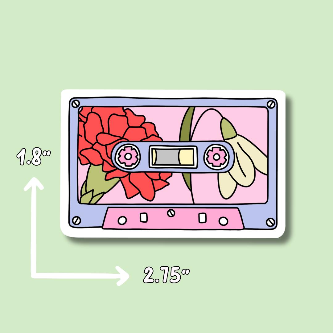 Mixed Tape Sticker || Retro Sticker || Waterproof Stickers || Vintage || Laptop Stickers || Water Bottle Sticker || Flower Sticker ||