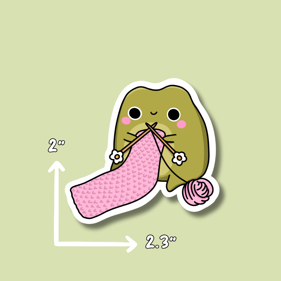 Cowboy Frog || Frog Sheriff Sticker || Knitting Frog Sticker || Waterproof || Vinyl Stickers ||