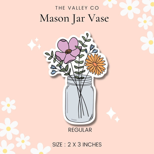 Mason Jar Sticker || Flower Stickers || Bouquet Sticker || Summer Stickers || Waterproof Stickers || Sticker Aesthetic || Stickers ||