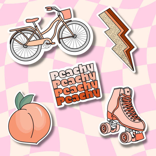 Peach Stickers || Sticker Pack || Waterproof Stickers || Sticker Aesthetic || Retro Stickers || Water Bottle Stickers || Laptop Stickers ||