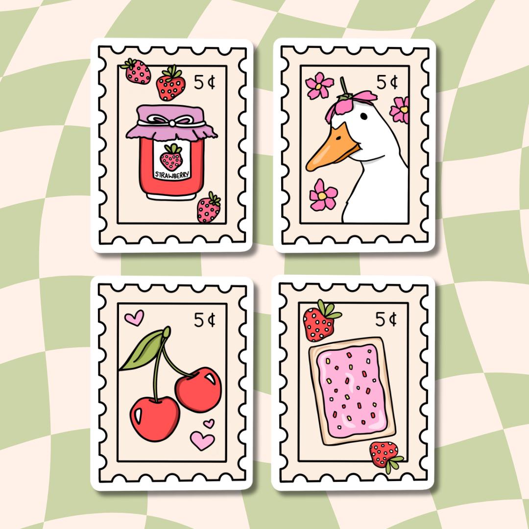 Strawberry Stickers || Waterproof Sticker || Stamp Stickers || Flower || Water Bottle Stickers || Laptop Stickers || Duck Sticker