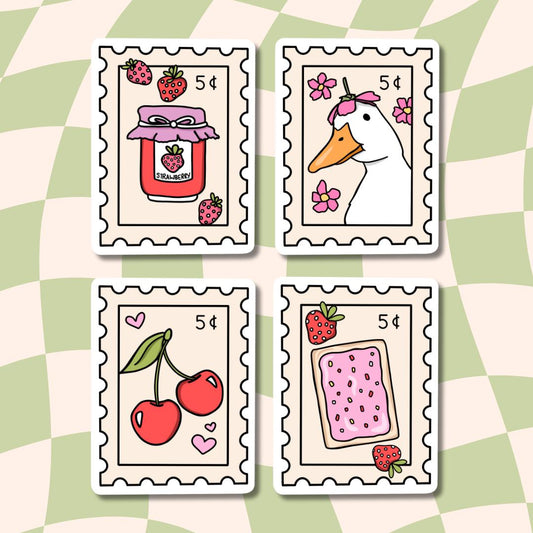 Strawberry Stickers || Waterproof Sticker || Stamp Stickers || Flower || Water Bottle Stickers || Laptop Stickers || Duck Sticker