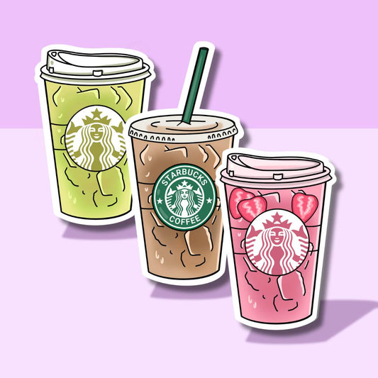 Iced Coffee Sticker || Coffee Sticker || Waterproof || Starbucks || Matcha Stickers || Water Bottle Sticker || Refresher Sticker ||