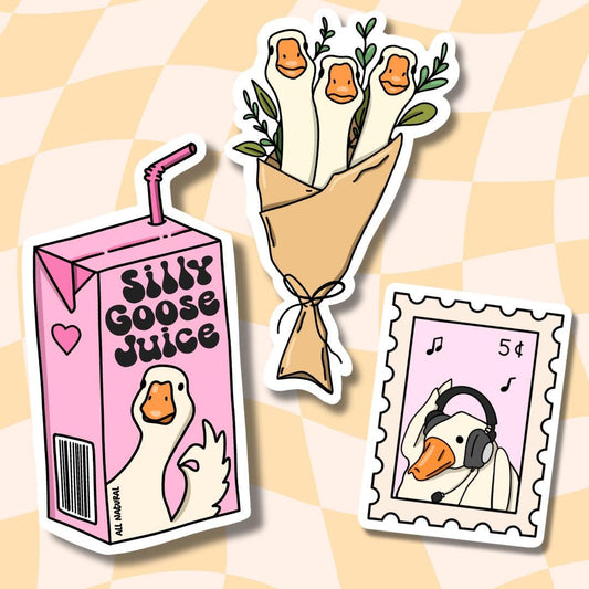 Goose Stickers || Summer Stickers || Sticker Aesthetic || Laptop Stickers || Waterproof Stickers || Silly Goose || Stamp Stickers ||