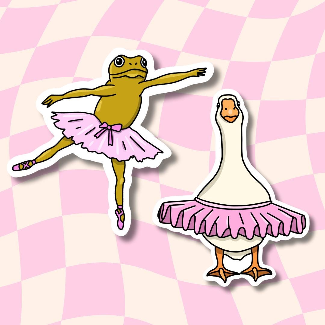 Ballet Frog Sticker || Ballet Goose Stickers || Sticker Aesthetic || Laptop Stickers || Waterproof Stickers || Tutu Stickers || Dance ||