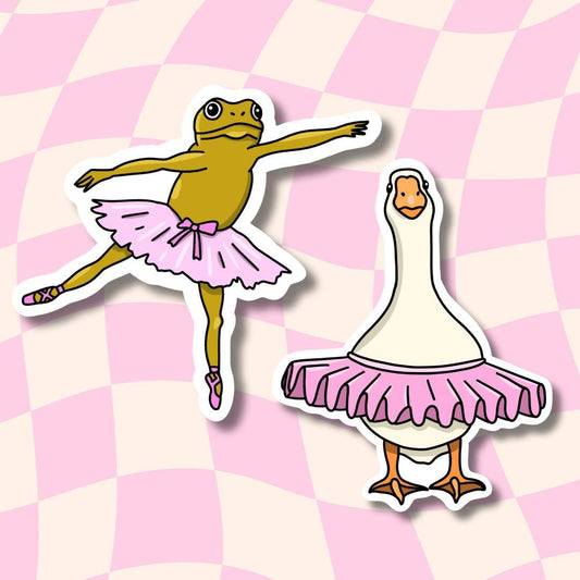 Ballet Frog Sticker || Ballet Goose Stickers || Sticker Aesthetic || Laptop Stickers || Waterproof Stickers || Tutu Stickers || Dance ||