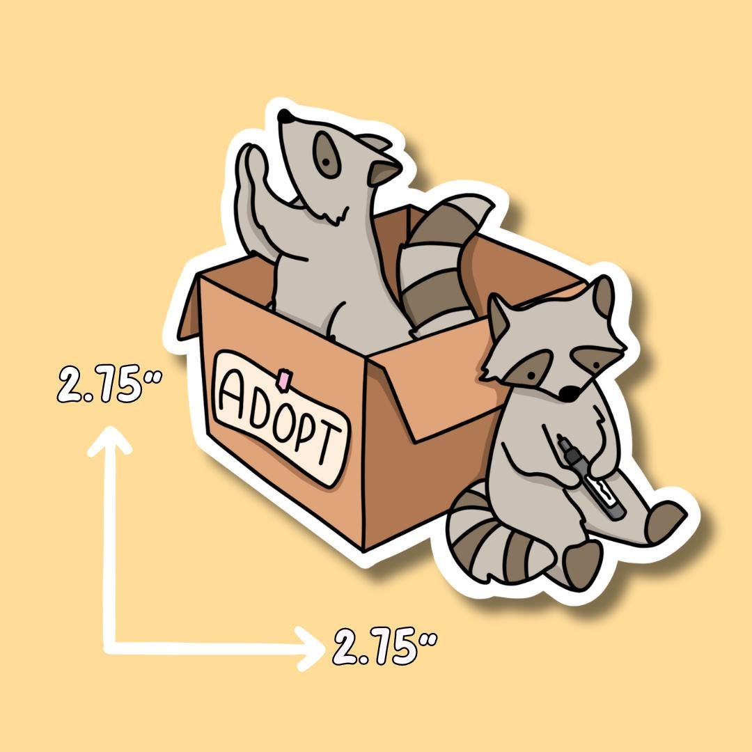 Racoon Stickers || Waterproof || Vinyl Sticker || Racoon with Sammich || Laptop Stickers || Water Bottle Stickers || Adopt a Racoon ||