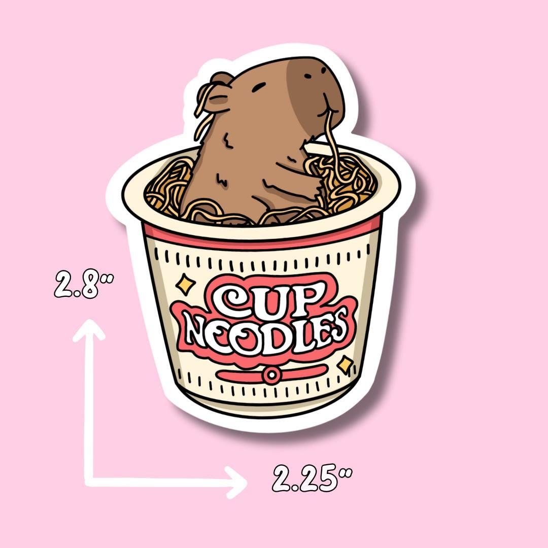 Capibara Sticker || Cup Noodles || Waterproof Stickers || Cat Sticker || Cat-puccino Sticker || Food Stickers ||