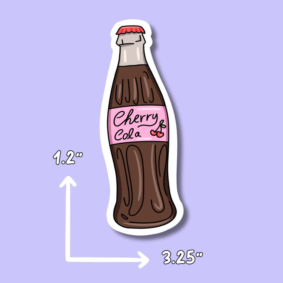 Cherry Cola Sticker || Crab Sticker || Summer || Waterproof || Pink || Cherries || Water Bottle Stickers ||