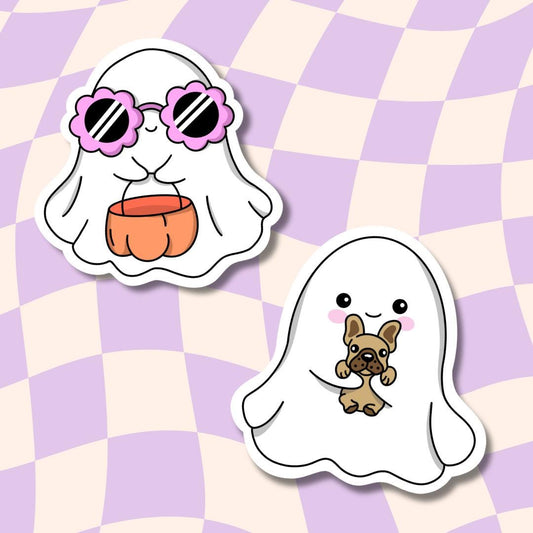 Halloween Sticker || Ghost Stickers || Iced Coffee Sticker || Waterproof || Drink Stickers || Fall Aesthetic || Autumn || Cute Ghost || Bat