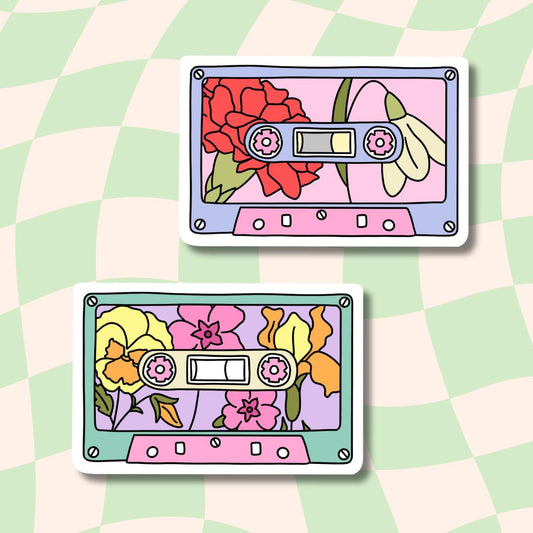 Mixed Tape Sticker || Retro Sticker || Waterproof Stickers || Vintage || Laptop Stickers || Water Bottle Sticker || Flower Sticker ||