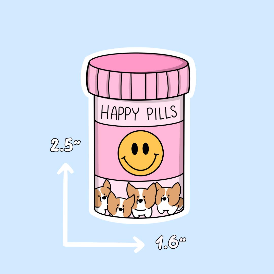 Dog Sticker || Happy Pills Sticker || Waterproof || Toe Beans Sticker || Corgi Sticker || Water Bottle Stickers || Laptop Stickers ||