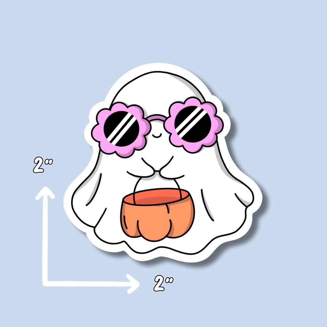 Halloween Sticker || Ghost Stickers || Iced Coffee Sticker || Waterproof || Drink Stickers || Fall Aesthetic || Autumn || Cute Ghost || Bat