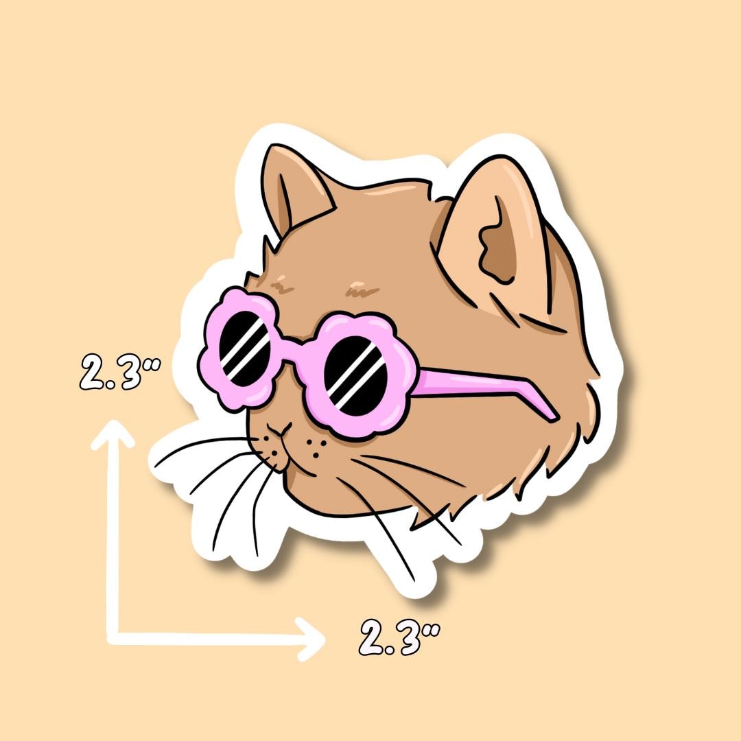 Cat Sticker || Waterproof || Cow Sticker || Summer Stickers || Sunglasses || Laptop Stickers || Vinyl Stickers || Goose