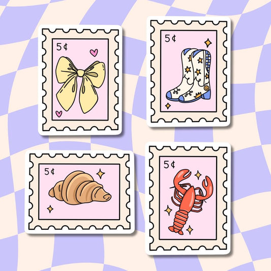 Stamp Stickers || Croissant Sticker || Lobster || Waterproof || Cowboy Boots || Vinyl Stickers || Bow || Coquette Aesthetic ||