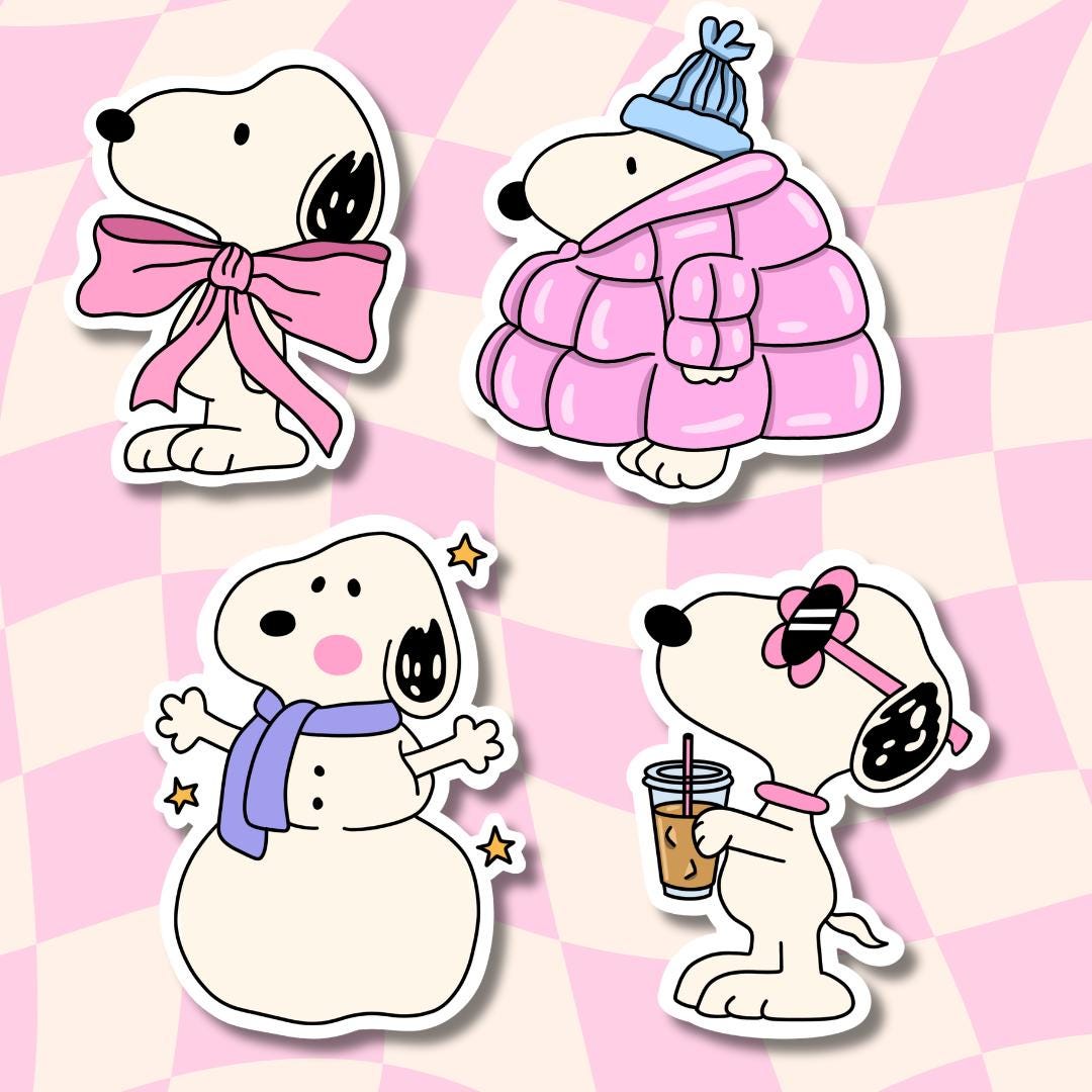 Snoopy Stickers || iced coffee || Waterproof || Winter Snoopy || Vinyl Sticker || Water Bottle Stickers || Laptop Stickers || Charlie Brown