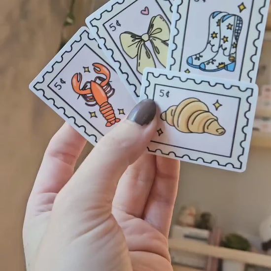 Stamp Stickers || Croissant Sticker || Lobster || Waterproof || Cowboy Boots || Vinyl Stickers || Bow || Coquette Aesthetic ||