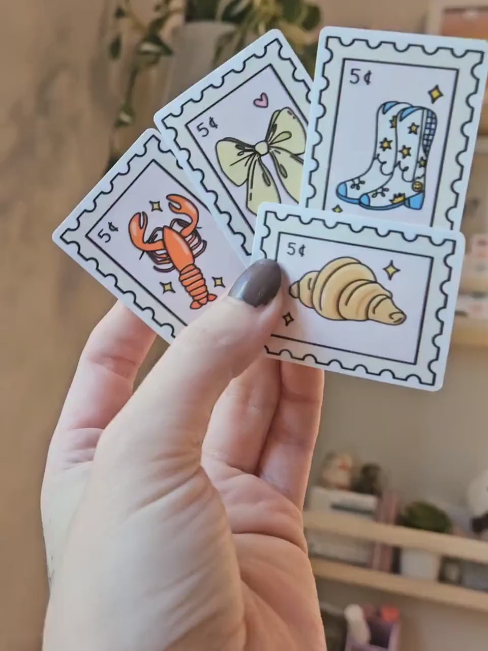 Stamp Stickers || Croissant Sticker || Lobster || Waterproof || Cowboy Boots || Vinyl Stickers || Bow || Coquette Aesthetic ||