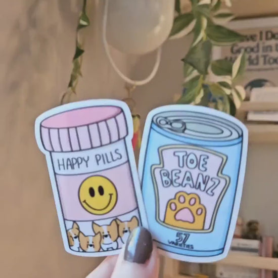 Dog Sticker || Happy Pills Sticker || Waterproof || Toe Beans Sticker || Corgi Sticker || Water Bottle Stickers || Laptop Stickers ||