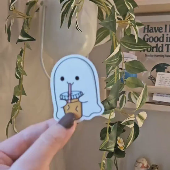 Halloween Sticker || Ghost Stickers || Iced Coffee Sticker || Waterproof || Drink Stickers || Fall Aesthetic || Autumn || Cute Ghost || Bat
