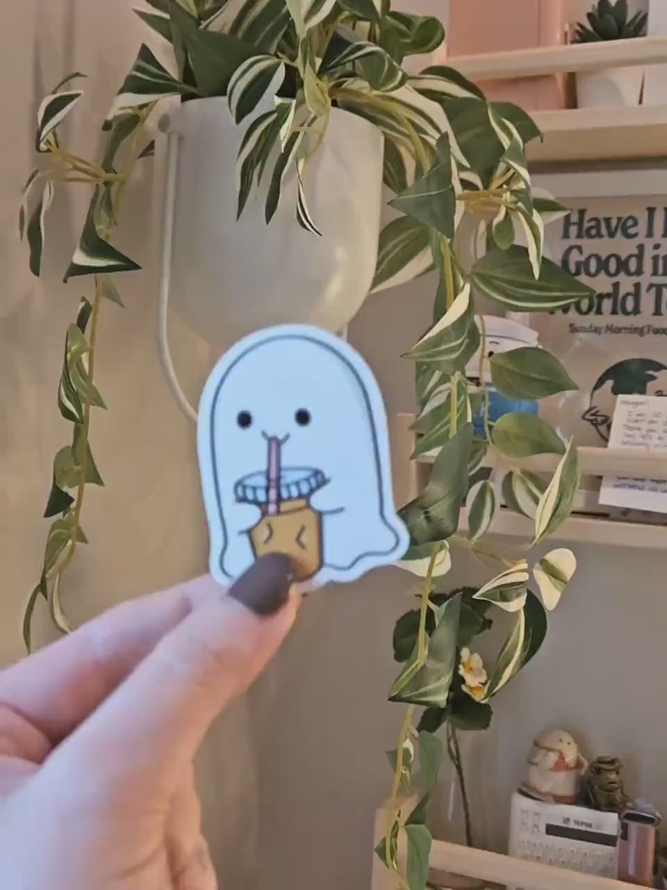 Halloween Sticker || Ghost Stickers || Iced Coffee Sticker || Waterproof || Drink Stickers || Fall Aesthetic || Autumn || Cute Ghost || Bat
